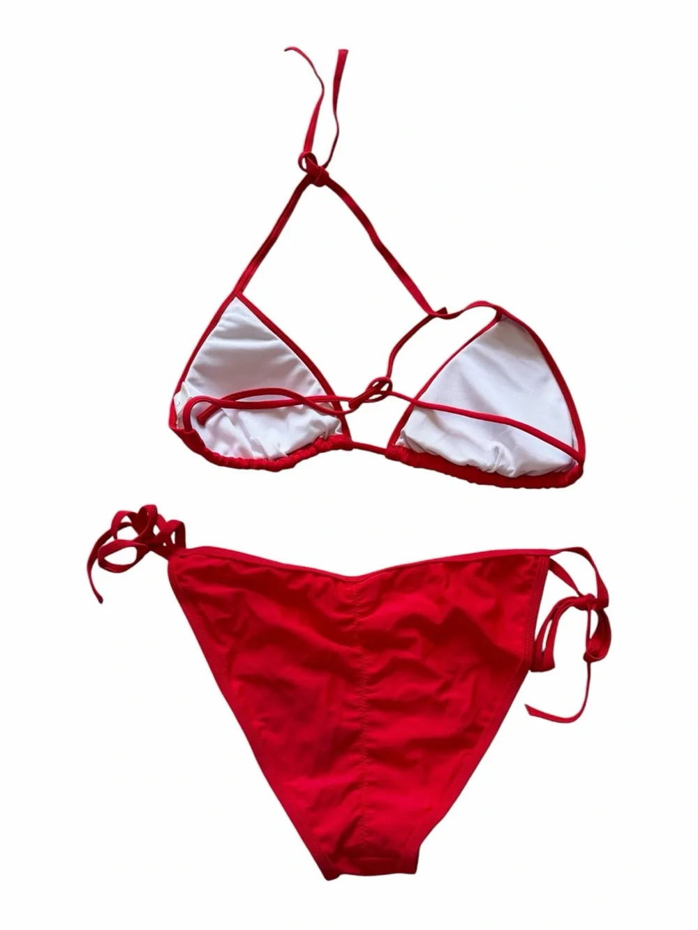 Red String Triangle Bikini Set - Women's Swim